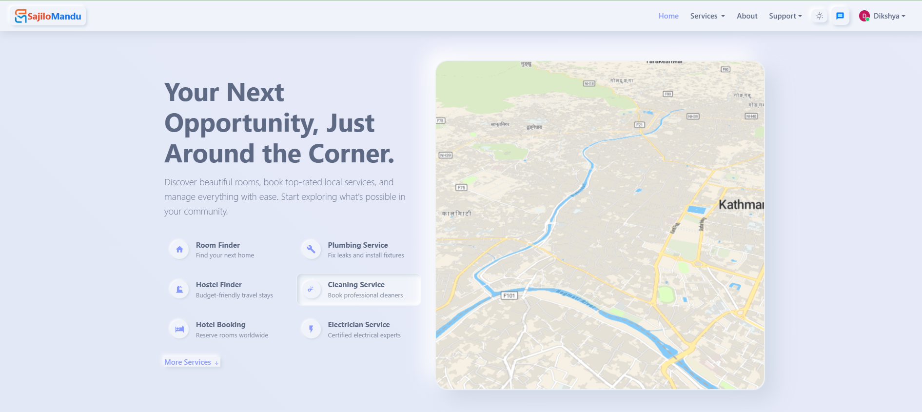 SajiloMandu homepage